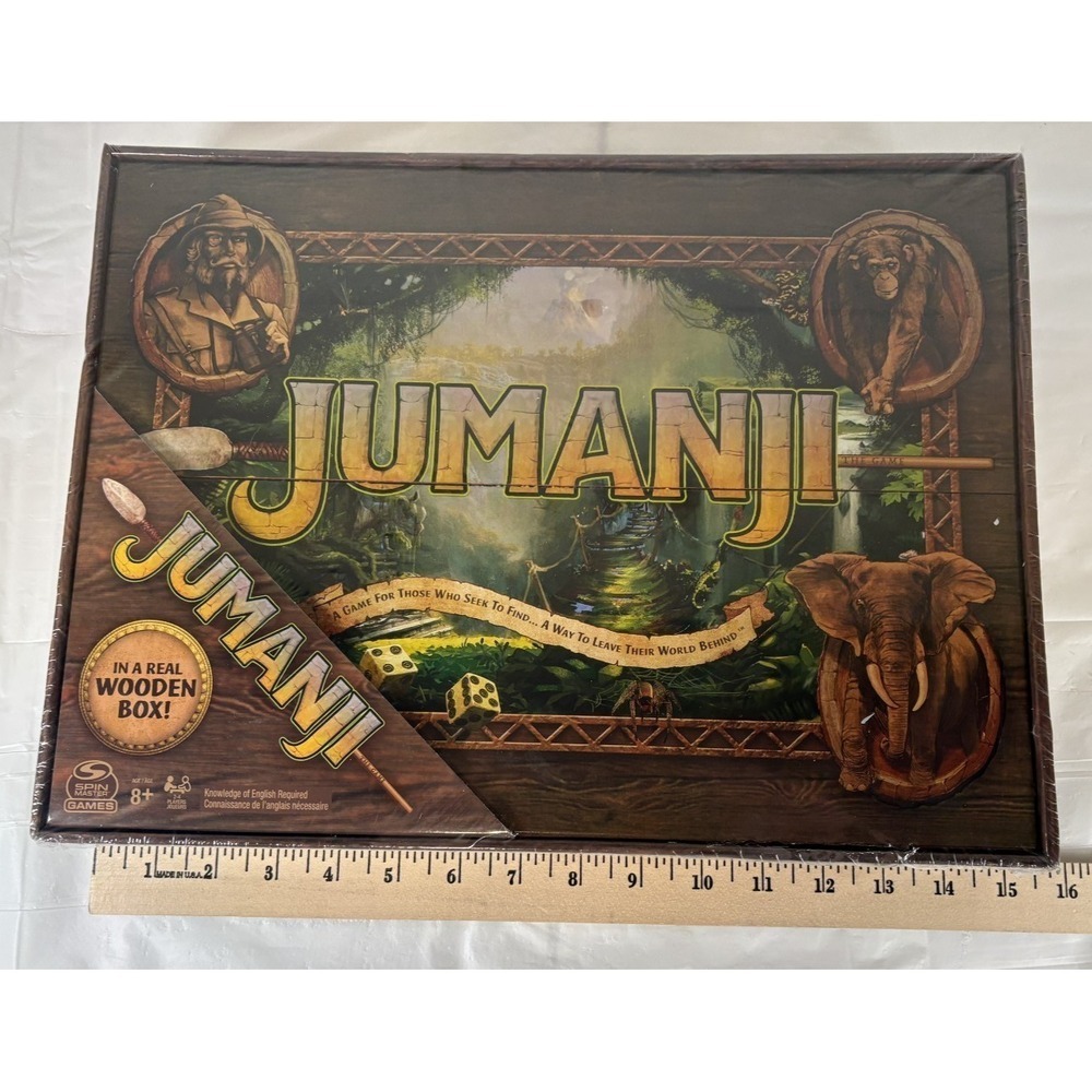 Jumanji Board Game Wooden Box Classic Retro Real Wood Case NEW SEALED
